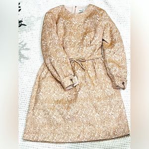 Reiss Cream and Gold Patterned Dress
